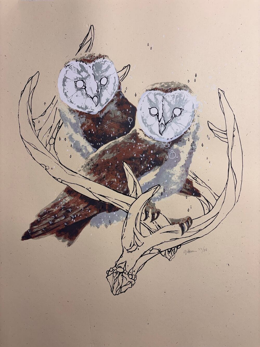 Kathryn Pow – “Barn Owls Love” – Signed Limited Edition 33/55 – Date Unknown